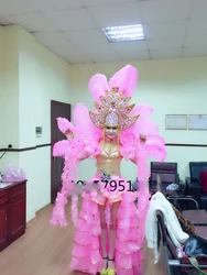 Women party event show performance clothing Sexy stage dance costume carnival feather dance wear