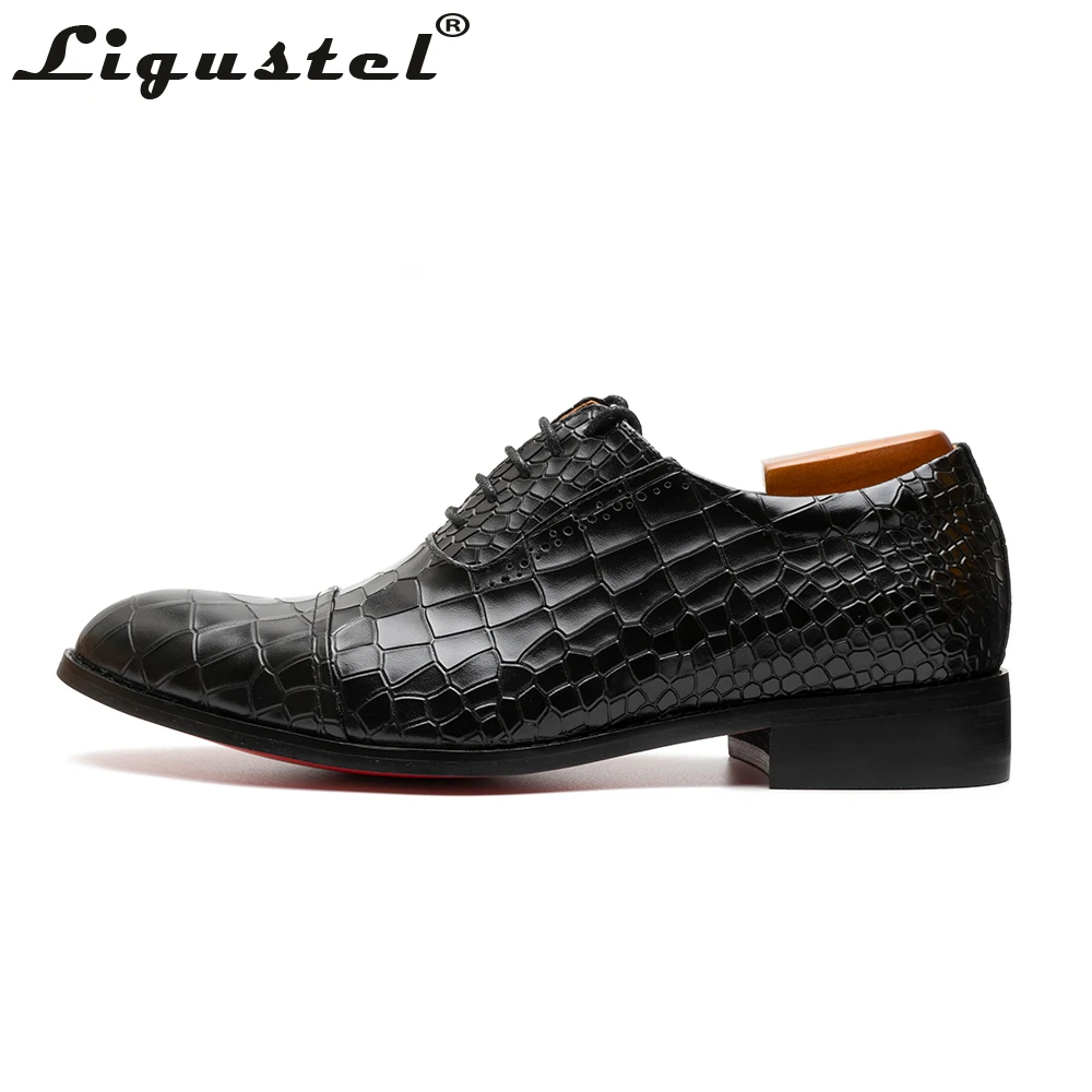 Shoes for Men Black Handmade Crocodile Leather Oxfords Shoes Men Red Bottom Dress Wedding Shoes Business Casual Luxury Plus Size