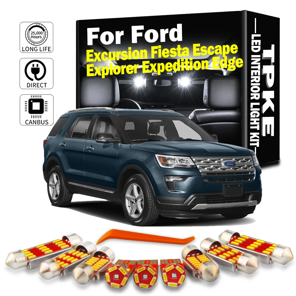 Canbus LED Interior Light Kit For Ford Excursion Edge Escape Explorer Fiesta Expedition Map Trunk Dome Lamp Car Accessories