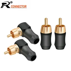 10pcs/lot RCA Male Plug Gold Plated Straight / Right Angle RCA Connector Audio Speaker Cable Plug Adapter Wholesales