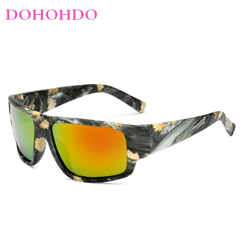 DOHOHDO Square Camo Polarized Sunglasses Men Camouflage Frame Sport Sun Glasses For Male Fishing Eyewear Oculos De Sol Masculino