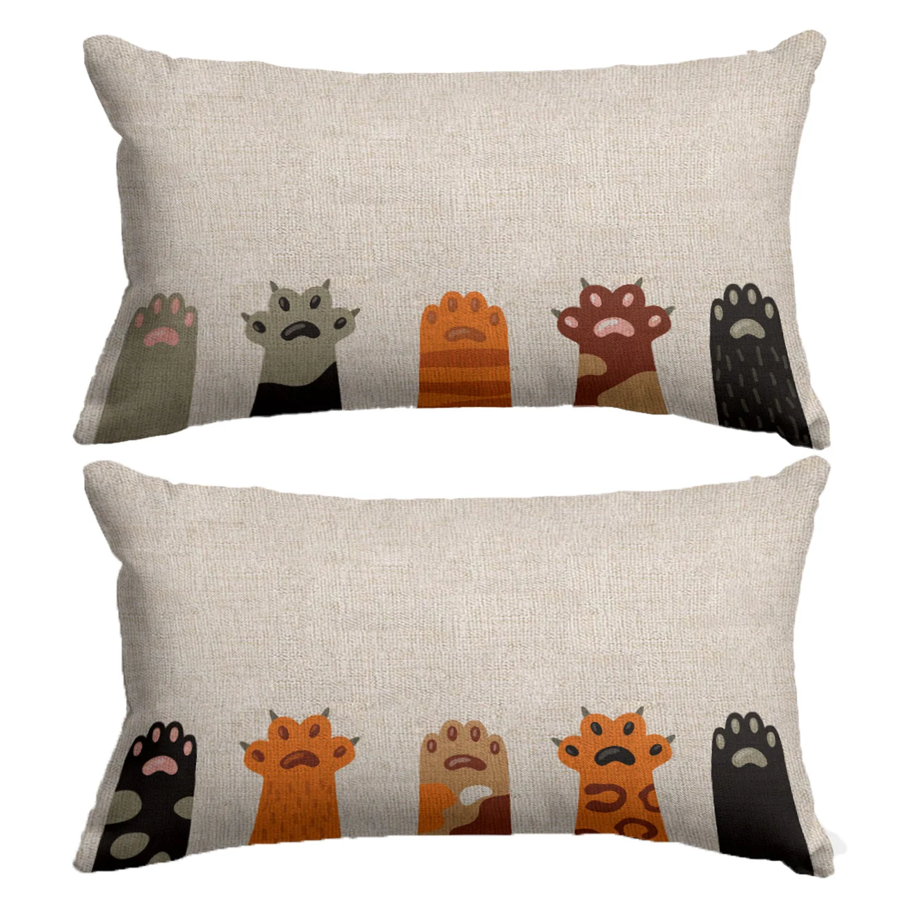 Cute Cartoon Pattern Cat Paw Bear Paw Linen Pillowcase Home Decoration 30*50 Cushion Cover Sofa Cushion Pillow Home Decor