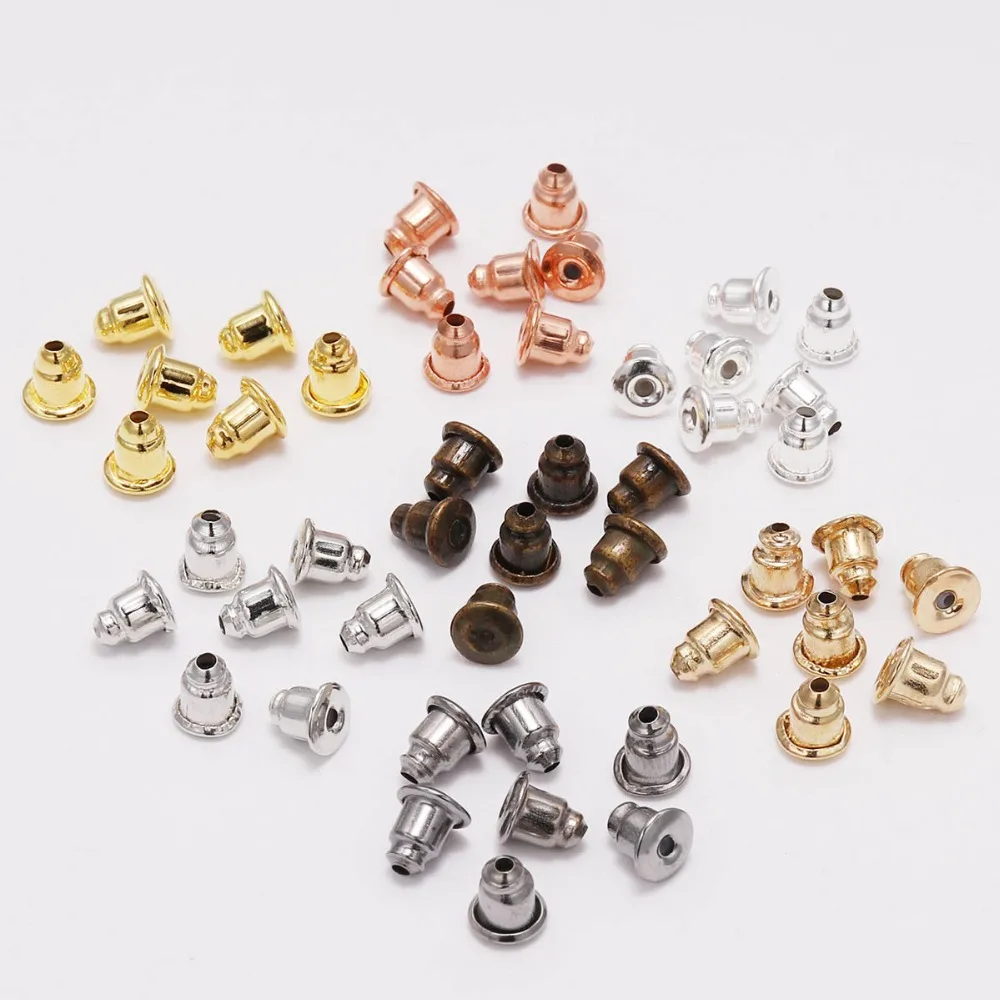 200 sztuk 5*6mm czapki kolczyki ćwieki Backs Stopper Scrolls kolczyk Nuts ustalenia DIY zablokowane kolczyki Backs korki akcesoria do uszu