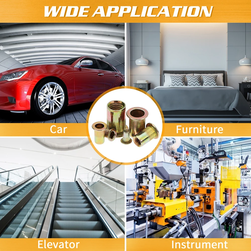 Juego de Tuercas de remache chapadas en Zinc, inserto roscado, tapa de Nutsert, cabeza plana, acero al carbono, M3, M4, M5, M6, M8, M10, M12, 210