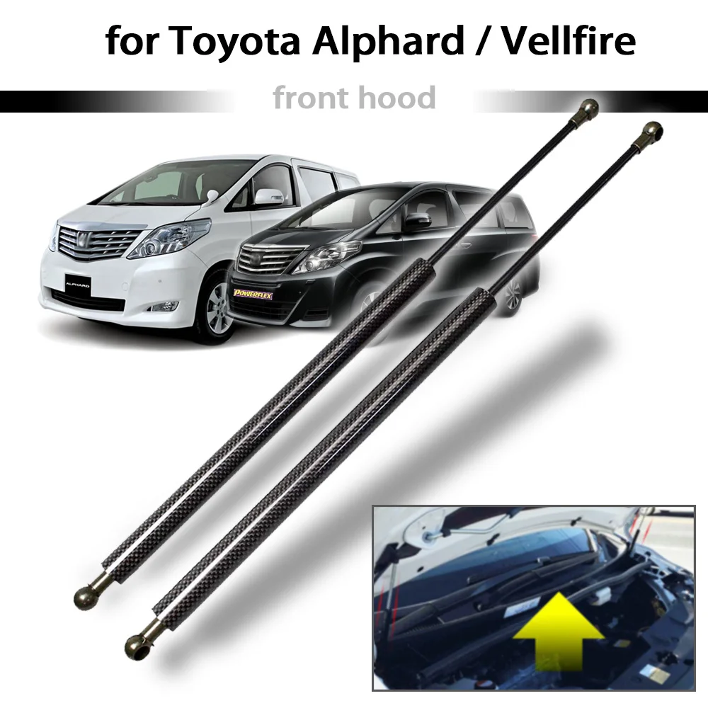 for Toyota  Alphard / Vellfire 20 series 2008-2015 2x Front Hood Bonnet Modify Carbon Fiber Gas Struts Lift Support Shock Damper