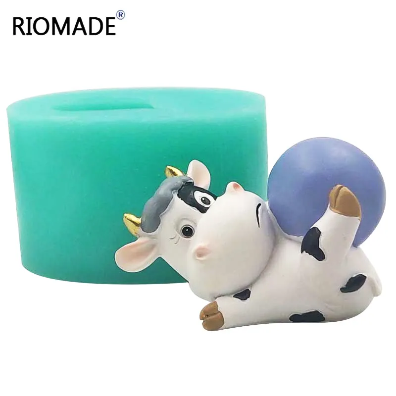 Cute New Year Cows Silicone Mold DIY Chocolate Dessert Cake Fondant Baking Tools Handmade Candle Plaster Clay Decoration Mould