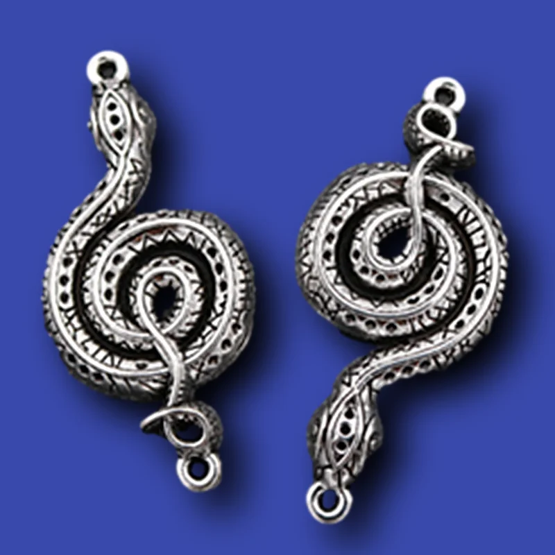 5pcs Silver Plated Rattlesnake Connectors Punk Necklace Bracelet Metal Accessories DIY Charms Jewelry Making 51 * 24 mm A494