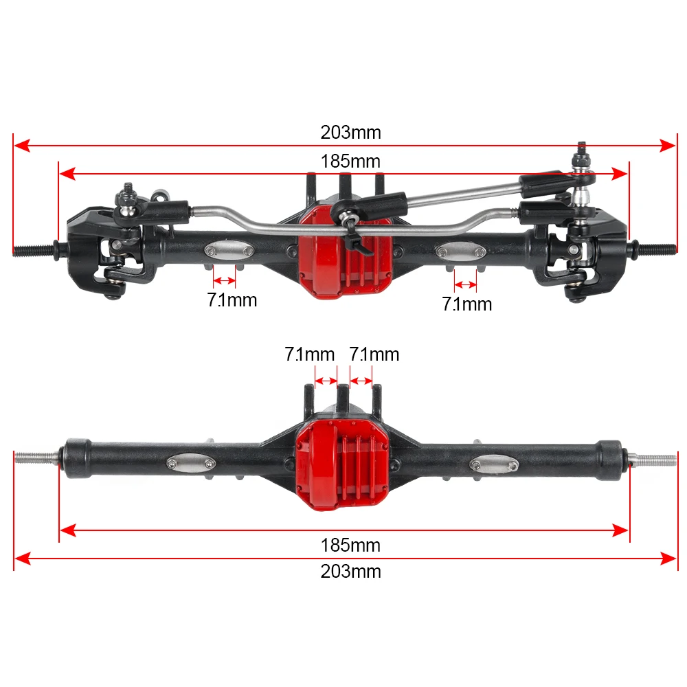 AXSPEED RC Car Metal Front and Rear Axle Straight Complete Axles for 1:10 RC Rock Crawler Axial SCX10 II 90046 90047 90059 90060