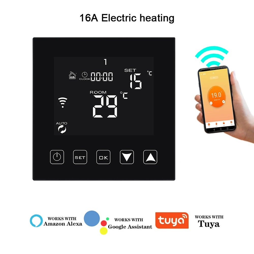 Tuya Thermostat WiFi Floor Heating Temperature Controller Smart Room Thermostat Electric Voice Control Support Alexa Google APP