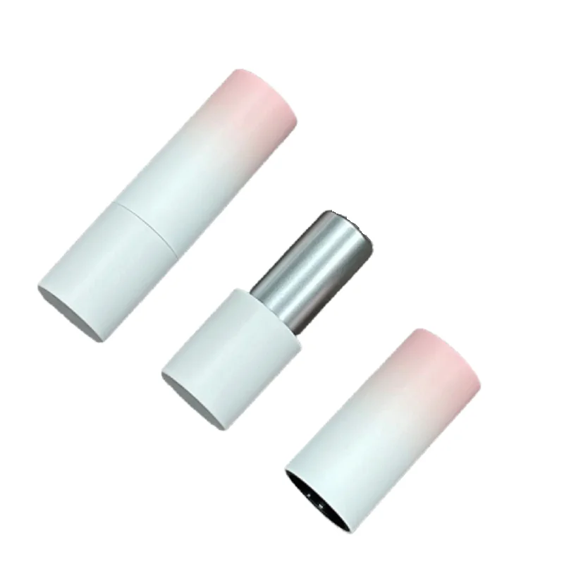 

Empty Lipstick Tube Gradient Pink and White Round Lip Gloss Tube Refillable Bottle Magnetic Cosmetic Lip Balm Container 10/30pcs