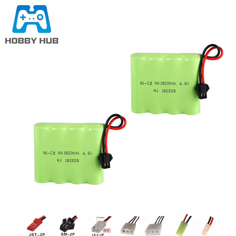 4.8v 1800mah NICD Battery For Rc toys Cars Boats Guns Tanks Robots NI-CD AA 4.8v Rechargeable Battery Pack 2Pcs For RC boats