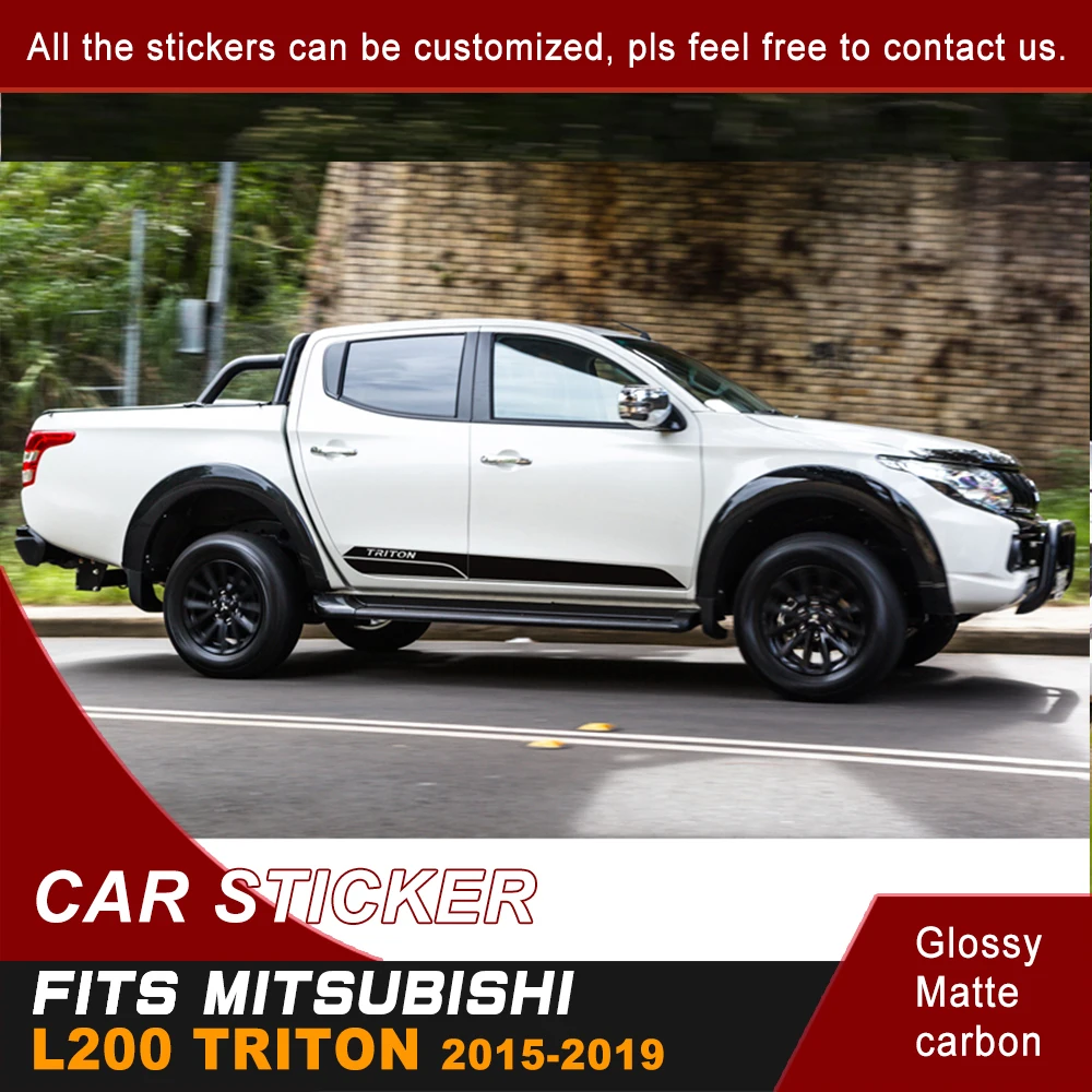 

car decals 2 Pcs body side waist racing graphic vinyl sticker pickup car body sticker fit for mitsubishi l200 triton 2006-2019