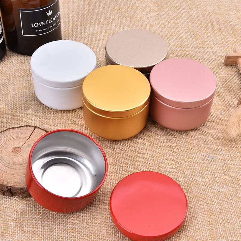 1PC Solid Color Elegant Flower Tin Box DIY Candle Jar Balm Round Empty Case Portable Lipstick Spices Storage