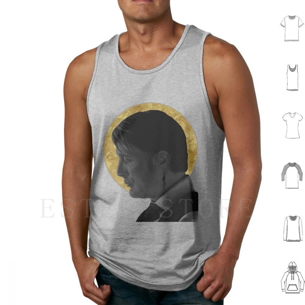 The Sun-Hannibal Lecter Tank Tops Vest Cotton Hannibal Hannibal Lecter Nbc Hannibal Mads Mikkelsen Portrait