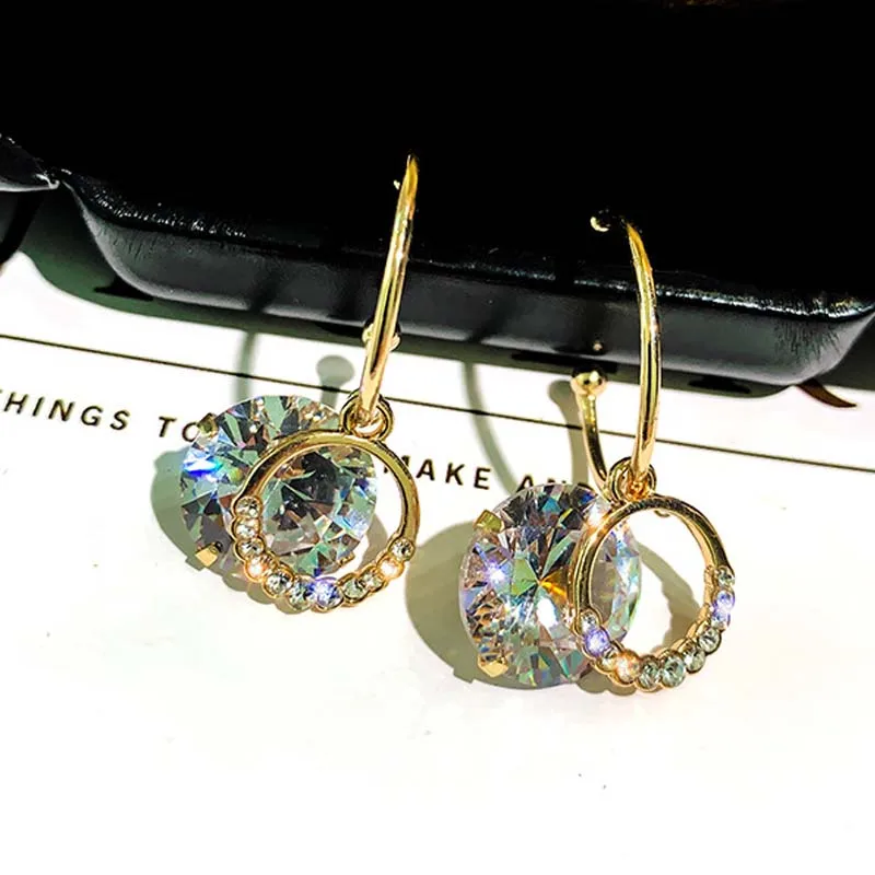 Silver Needle Dangle Drop Earrings for Women Jewelry 18K Gold Plated Bling Star Rhinestone Tassel Female Earrings
