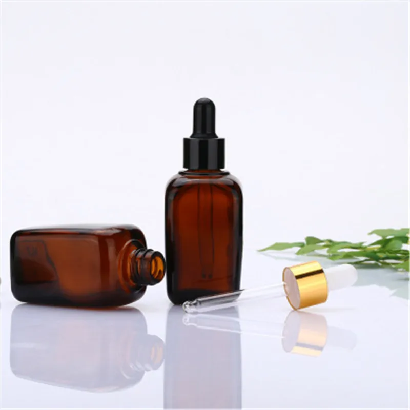 Pipette de réactif en verre ambre, bouteille d\'huiles essentielles, compte-gouttes oculaire, récipients vides d\'aromathérapie, 10ml 20ml 30ml 50ml