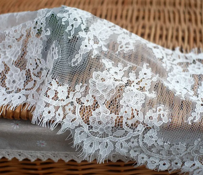 Excellent French eyelashes lace fabric DIY skirt dress decoration accessories wedding dress sewing fabric fringe