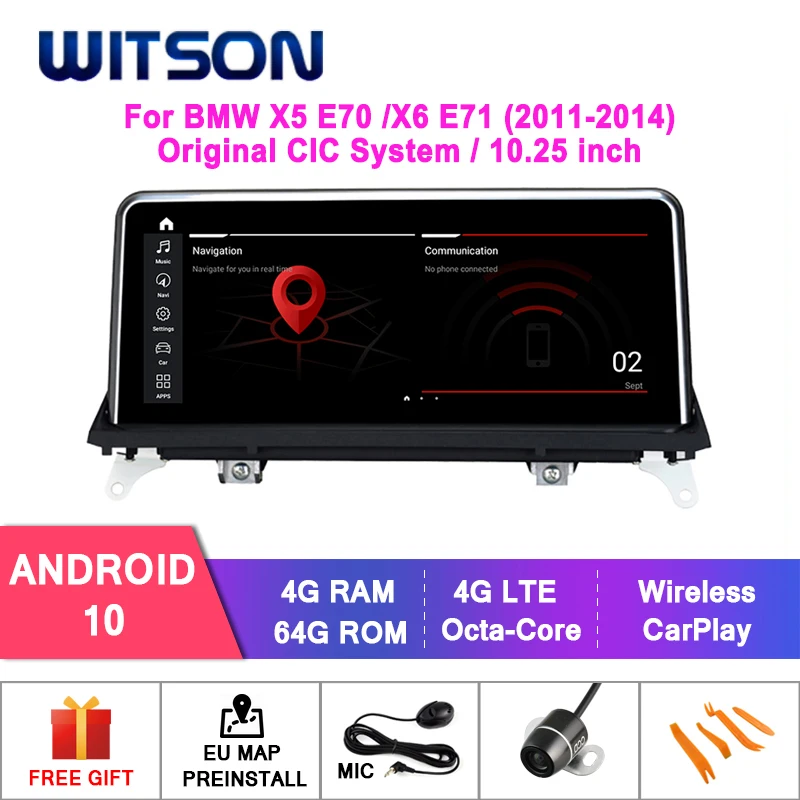 WITSON BIG SCREEN Android 10.0 For BMW X5 X3 Bulit in 4G LTE Modem Support 4K HD