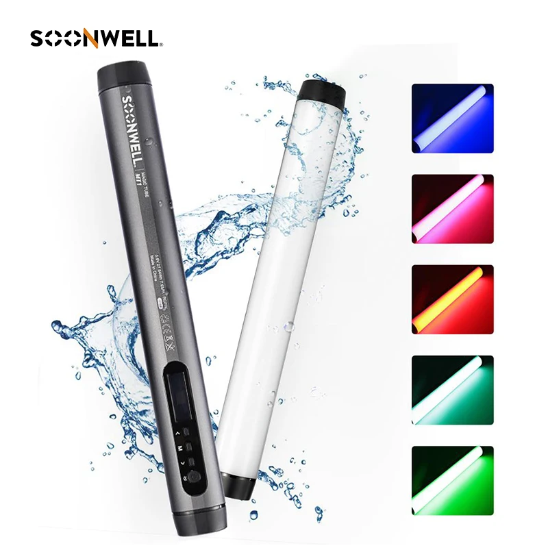 Soonwell MT1 LED RGB Đèn Ống Tay Cầm Chụp Ảnh Chiếu Sáng Dính Chống Nước 5M CCT Ứng Dụng Điều Khiển Chụp Ảnh Ánh Sáng Mềm Ống