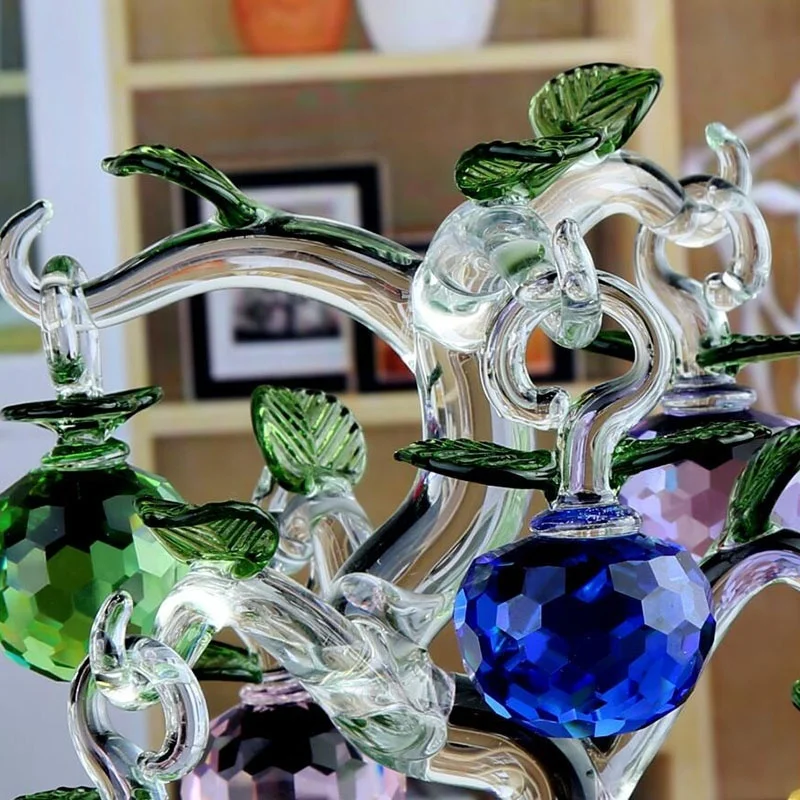 Chirstmas Tree Hangs Ornaments 30 40 50mm Crystal Glass Apple miniature Figurine Natale Home Decorations Figurines Crafts gifts