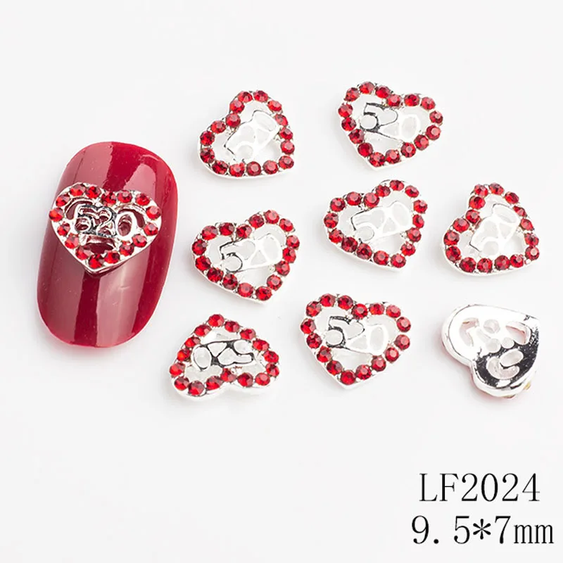 10pcs/Lot Nail Jewelry Decoration Gold Silver Gem Pearl Decor Heart Shape Rhinestone Parts For Manicure Accessories Supplies#7mm