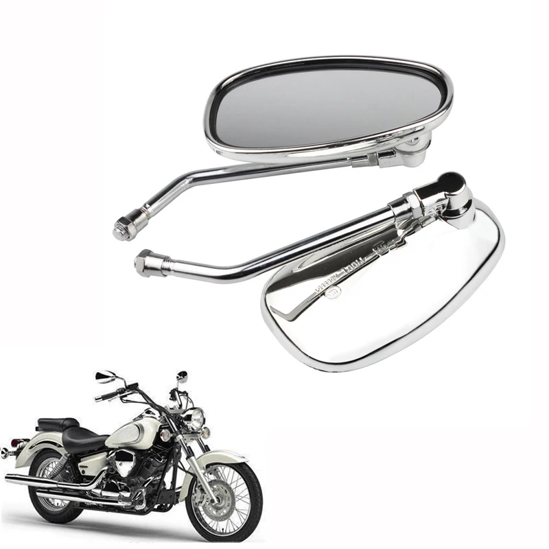 Chrome Motorcycle Side Mirrors Rearview Mirror for Harley Yamaha Suzuki M109R Dyna Street Bob 883/1200 FatBoy & Slim V-Star 1100