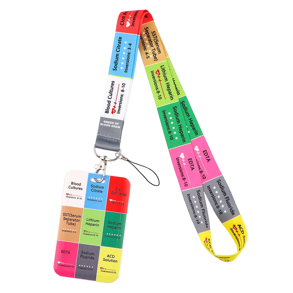 YL879 Medical Doctors Nurses Critical Care Anaesthetics Cartoon Print Lanyard Card ID Key Badge Holder Accessories