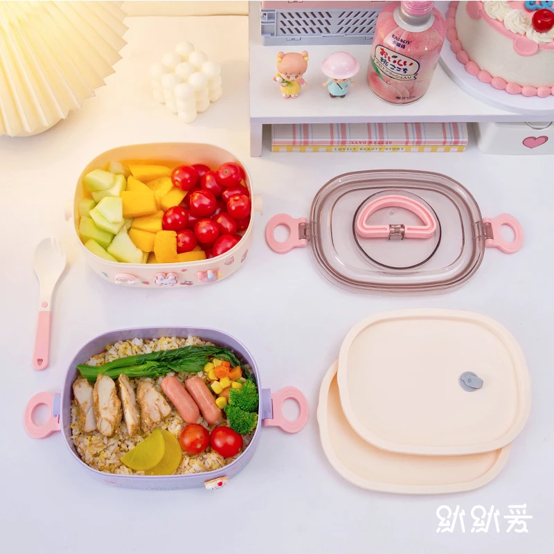 Lunchbox Vrouwen Draagbare Grote Capaciteit Geïsoleerde Student Double-Layer Magnetron Verwarming Bento Box Voedsel Container Opslag 466