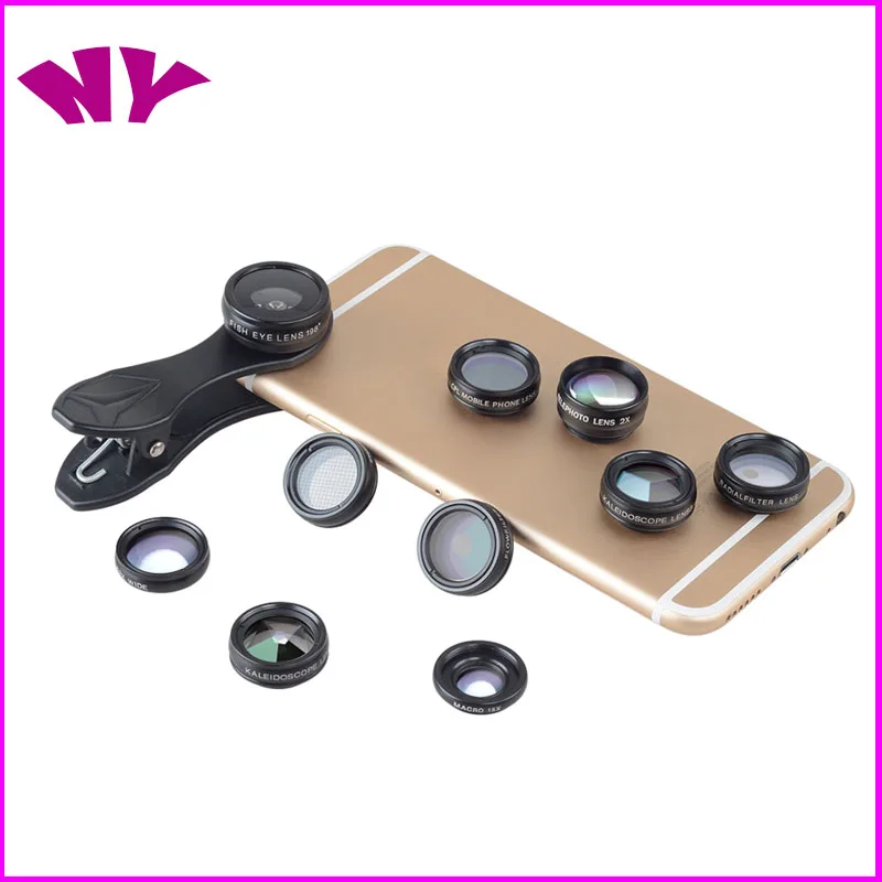 Phone Lens  Camera 10 in 1 Kits Lens Wide Fisheye Telephoto Macro Lens With Remote Shutter for Smartphones Wholesale Customize