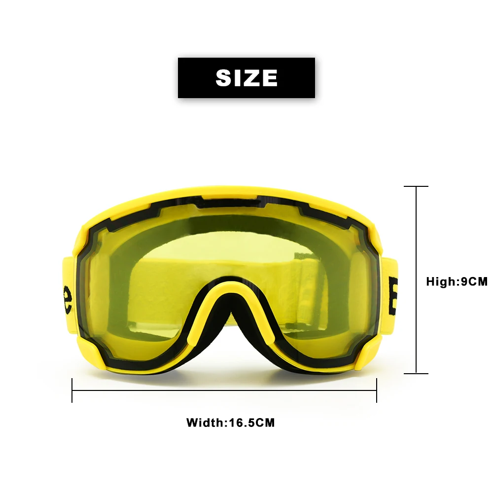 EnzoDate-Gafas de nieve de esquí, lentes dobles, antiniebla, protección UV, visera deportiva de invierno, gafas de Snowboard