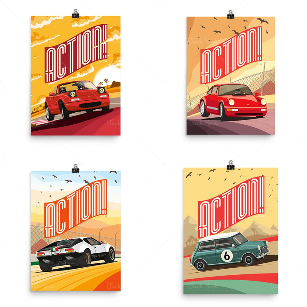 Mazda MX-5 Miata - Action Series Premium Poster | Classic | Vintage | Cars | Wall Art | Decor | Print | Gift