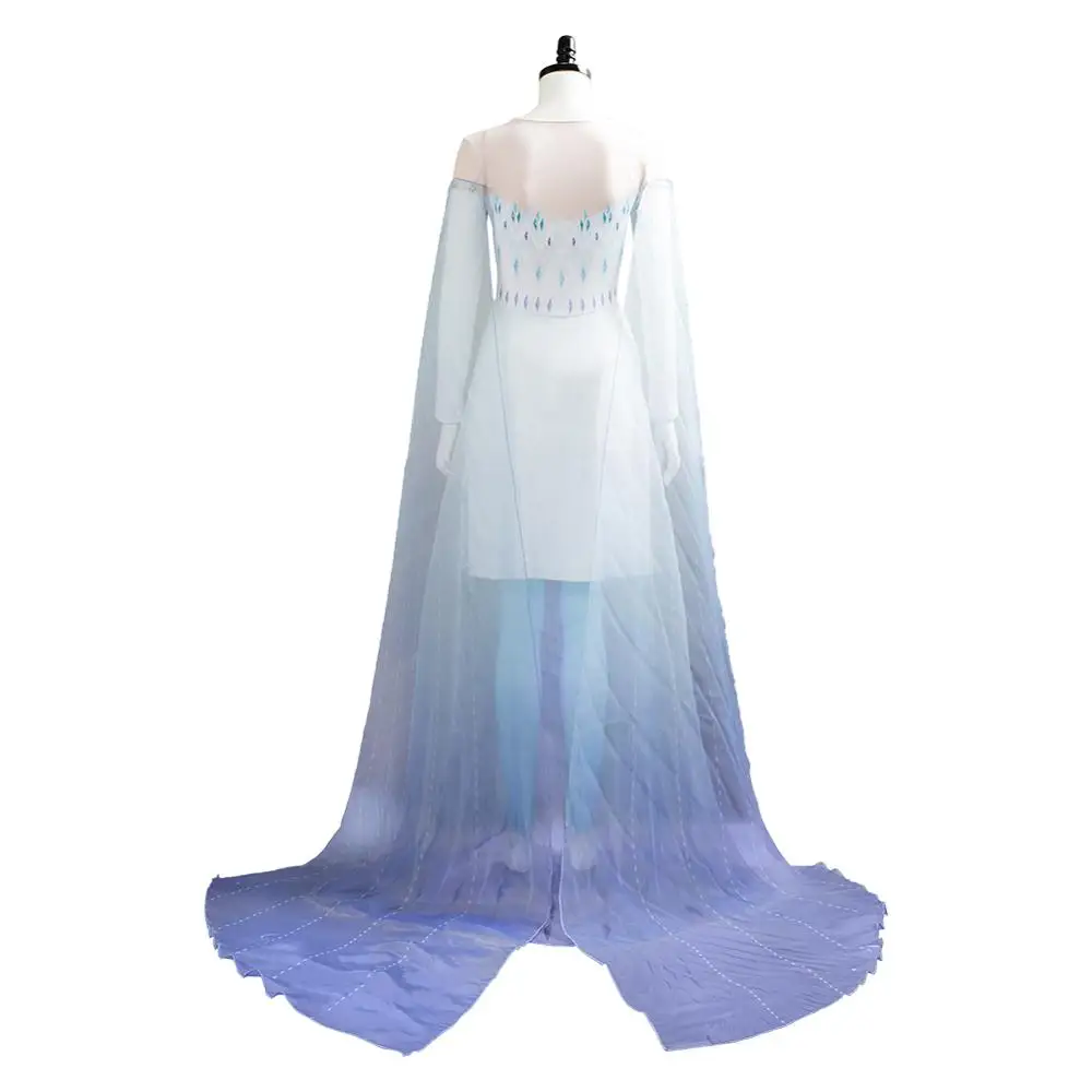 

Elsa Cosplay Costume Ahtohallan Cave Snow Flake Cosplay White Dress Uniform Outfit Halloween Costume