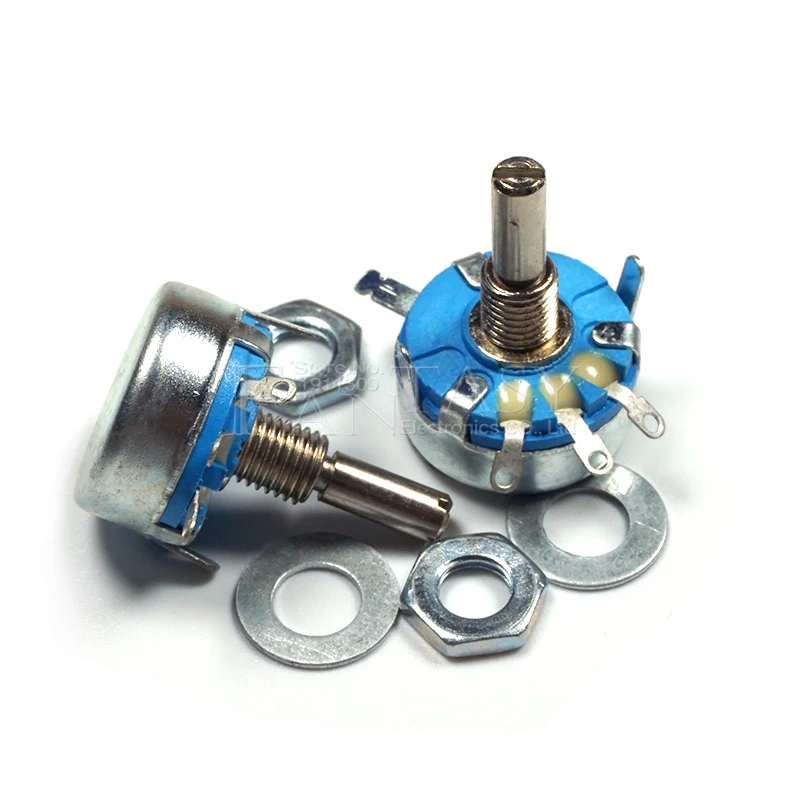 2pcs WH5-1A 10k 100K 47K 22K 4.7K 1M 470K 220K 470R 1K ohm 3-Terminals Round Shaft Rotary Taper Carbon Potentiometer