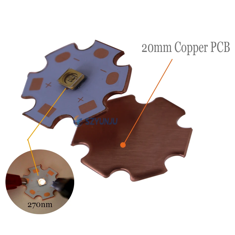 Imagem -02 - Lâmpada Led 265nm 275nm 310nm Uvc 0.1w 57v 16 mm 20 mm Cobre Pcb Luz uv Profunda Esterilização