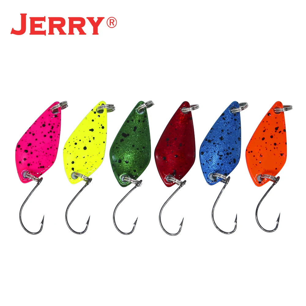 Jerry 6pcs 2.5g/3.5g/5g Casting Pesca UV Color Micro Area Trout Bait Fishing Spoon Kit Metal Lures Baubles Wholesale