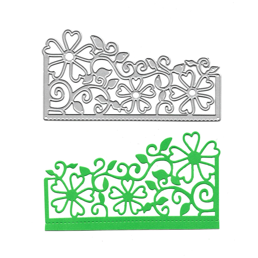 Flower Border Slimline Dies Scrapbooking Embossing Folders for Card Making Craft DIY Clear Stamps Metal Cutting Die Cut