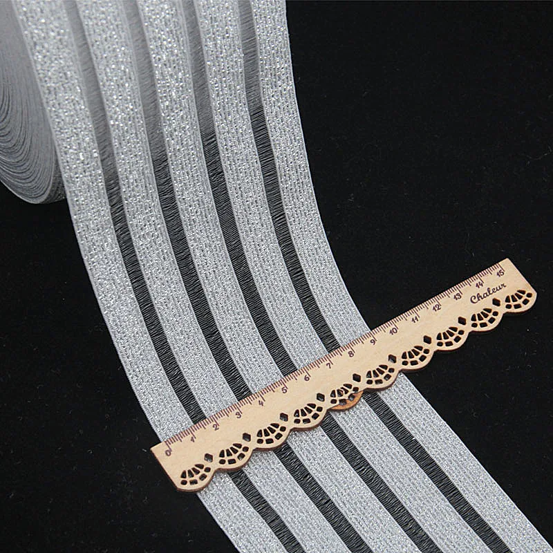 50mm 90mm Gold Silver Lace Elastic Band Glitter Mesh Stripe Rubber Band Nylon Webbing Garment Sewing Accessories Width 5cm 9cm