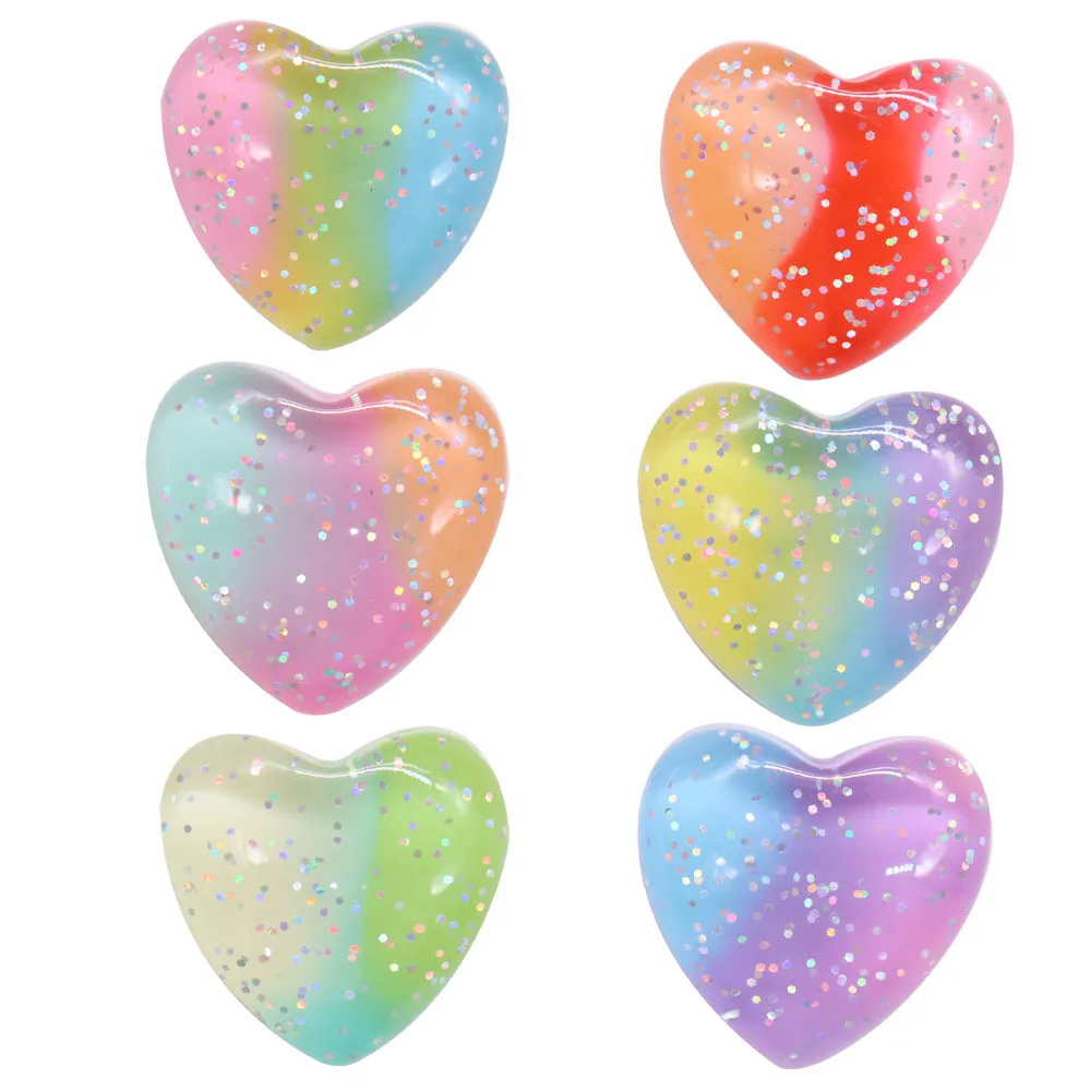 

Single Sale 1PCS Resin Cute Cartoon Shoe Charms Kawaii Colorful Flash Sequins Heart Croc Jibz Buckle Fit Wristbands Ornaments