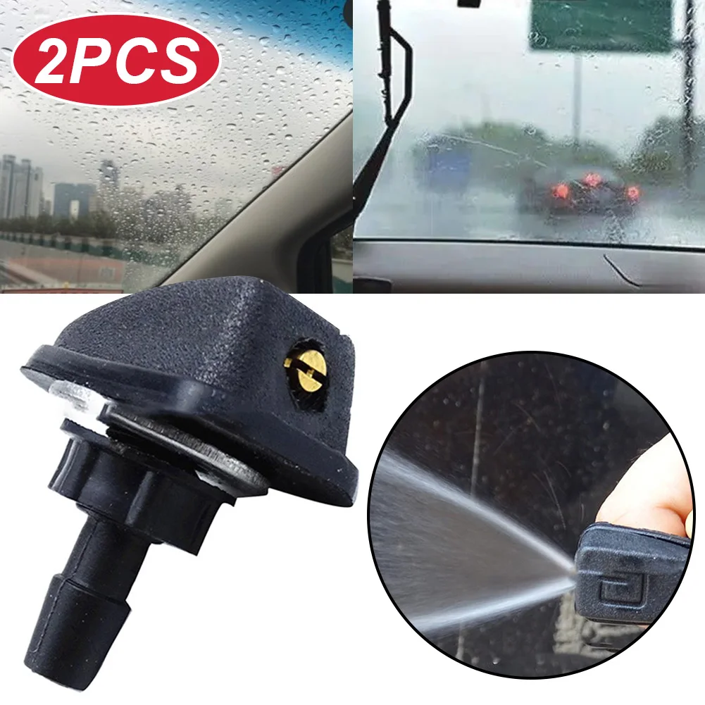 2PCS Universal 360-Degree Automobile Windshield Washer Spray Head Wiper Fan Spray Nozzle Cover Outlet Nozzle Adjustment auto