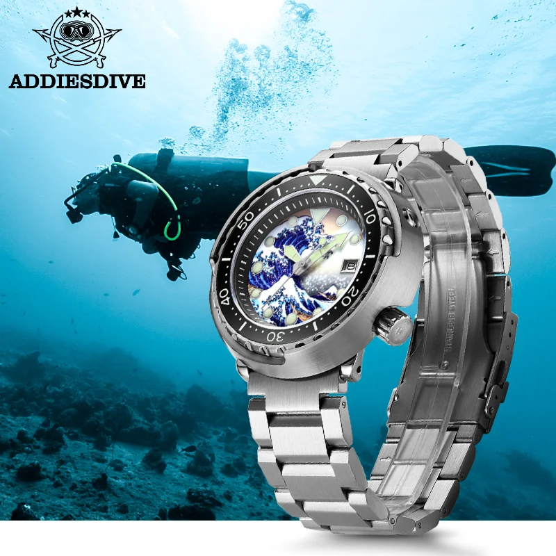 ADDIESDIVE Men for Watch Tuna Diver Surf Watch Luminous Sapphire Ceramic Bezel 30Bar Water Resistant Automatic Mechanical Watch