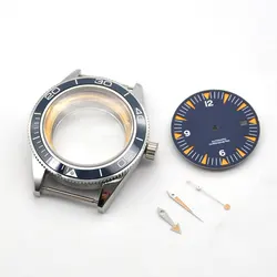 Watch Case blue 41mm set dial hands Parts Brass 316L S Steel Fit ETA 2836/2824 Miyota8215 821A movement mens waterproof swim