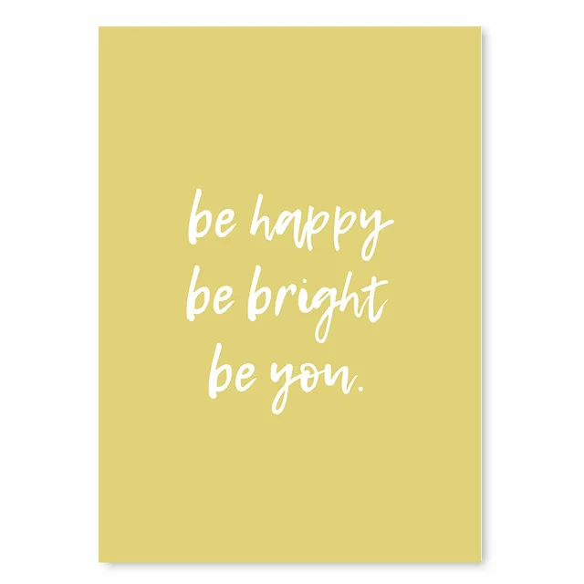 أصفر أحمر اللون إقتباس ملصق طباعة قماش اللوحة تكون سعيدا بن مشرق الحب إقتباس جدار صورة فنية غرفة حضانة الطفل