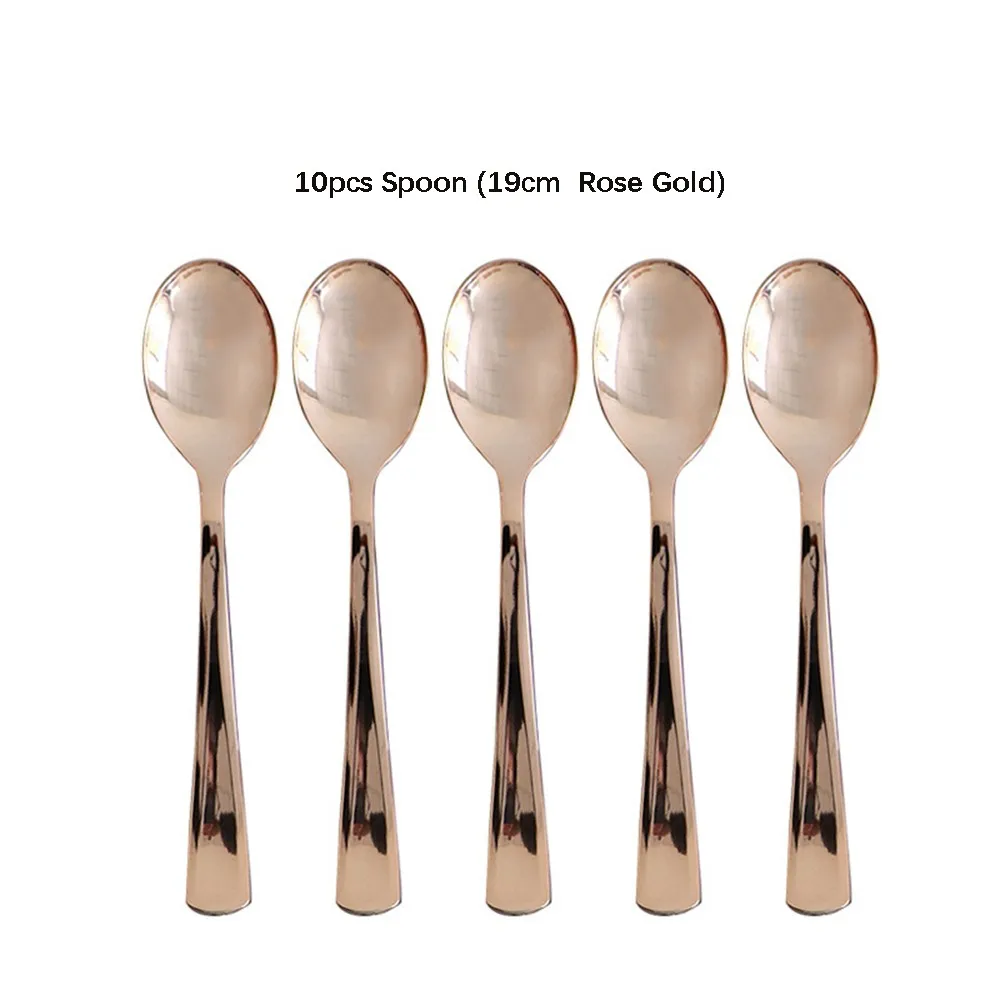 10/16PCS Rose gold einweg geschirr tisch messer gabel löffel besteck geburtstag party dekorationen hochzeit geschlecht enthüllen liefert – Detail 3