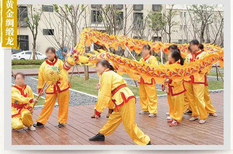 Kid 7,9 m taglia 6 Costume di danza del drago di seta 8 giocatori Bambini Studente Festa di compleanno di Halloween Parata di Natale Palcoscenico popolare Cina