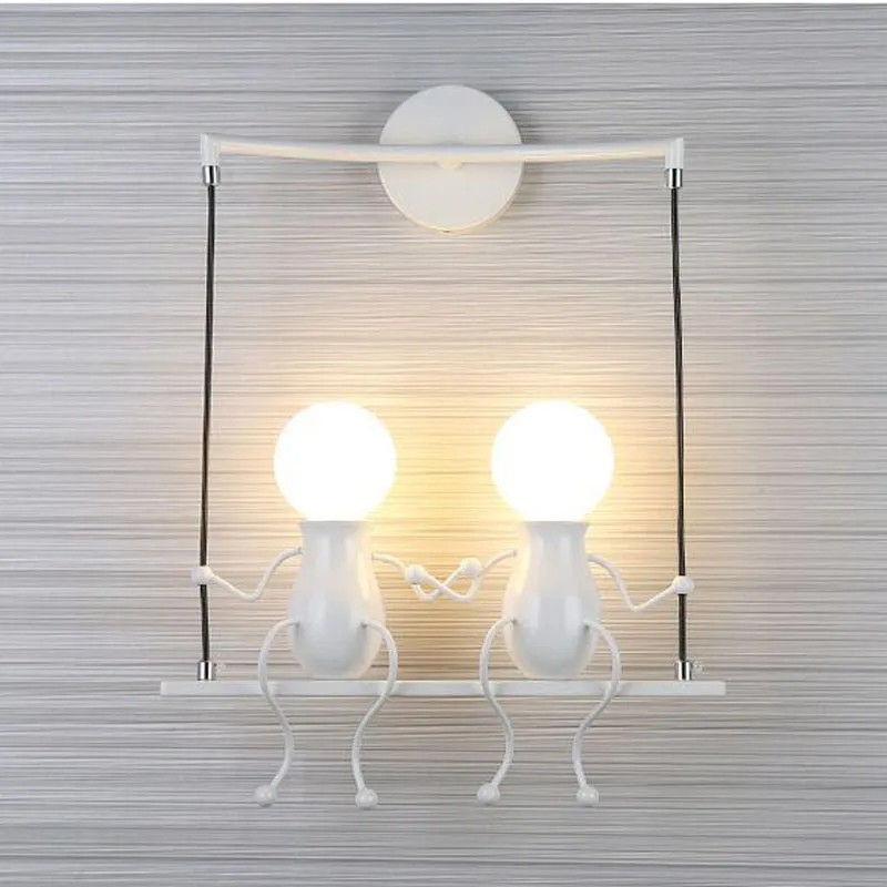 Imagem -02 - Lâmpada de Parede de Led Lâmpada de Parede Criativa Lâmpada de Cabeceira Boneca Moderna Nórdica Decoração de Quarto Infantil Lâmpada de Pendurar E27