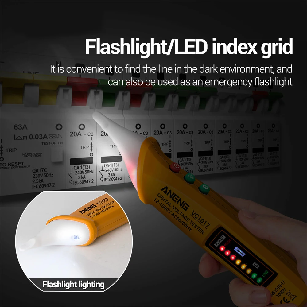 VC1017 AC 12V-1000V Voltage Detector Tester Meter Non-contact Pen Style Electric Indicator LED Voltage Meter