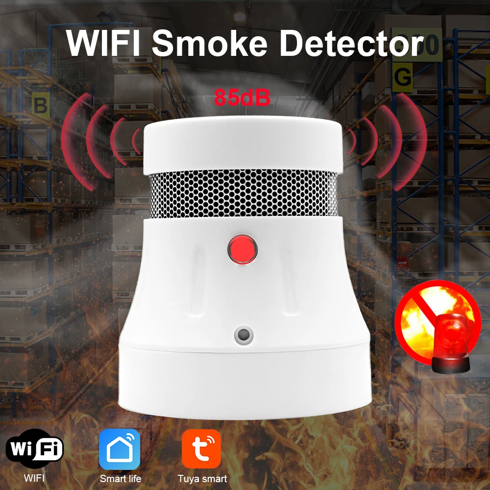 CPvan Tuya High Sensitivity Smoke Alarm Fire Protection Wifi Smoke Detector Smoke Combination Fire Alarm Home Security System