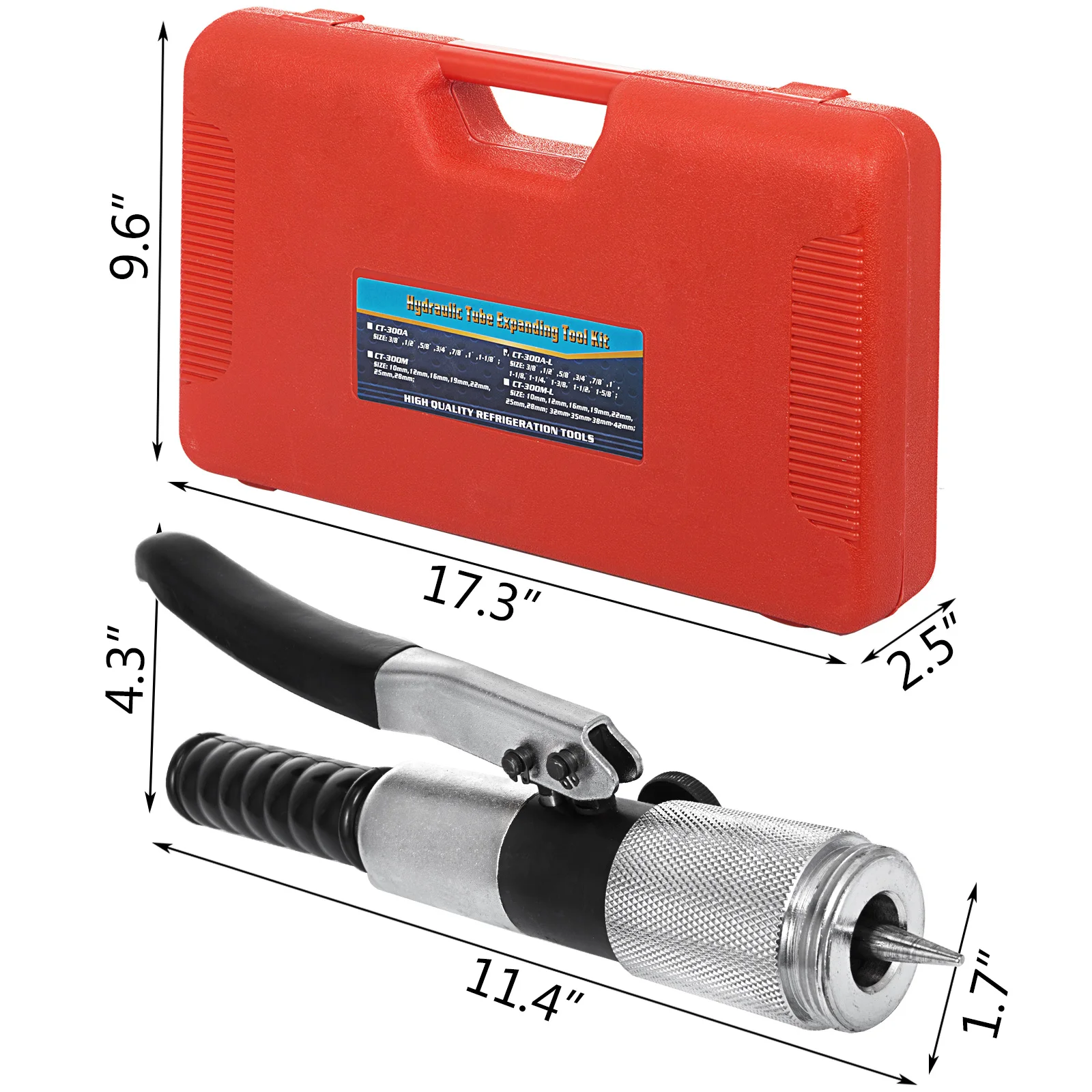 VEVOR Expander Tubo Idraulico CT-300-A 7 Leva Kit di Strumenti di Swaging Strumento di Espansione Tubo di Rame idraulico da 3/8 a 1-1 / 8 Pollici con Tagliatubi e Strumento di Sbavatura