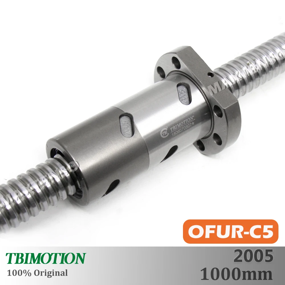 

TBI C3 C5 2005 Ball Screw 5mm Lead DFU2005 OFU2005 Ballnut Anti backlash 1000mm Double Nut High Precision CNC Grind Spindle