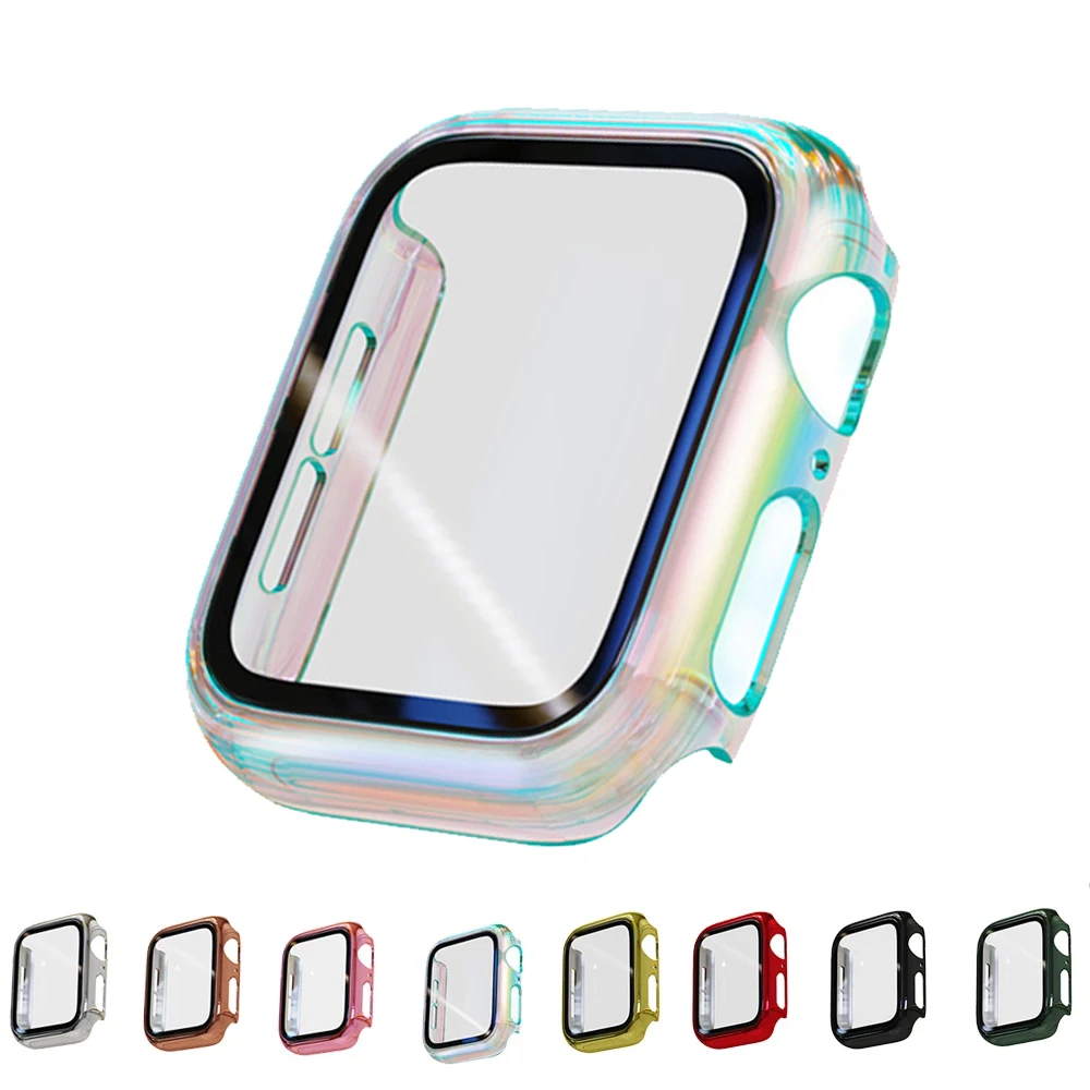 Displayschutzfolie für Apple Watch-Gehäuse 44 mm, 40 mm, 42 mm, HD-Glas, 38 mm, 41 mm, 45 mm, Beschichtungsabdeckung für Apple Watch-Serie 8, 7, 6,